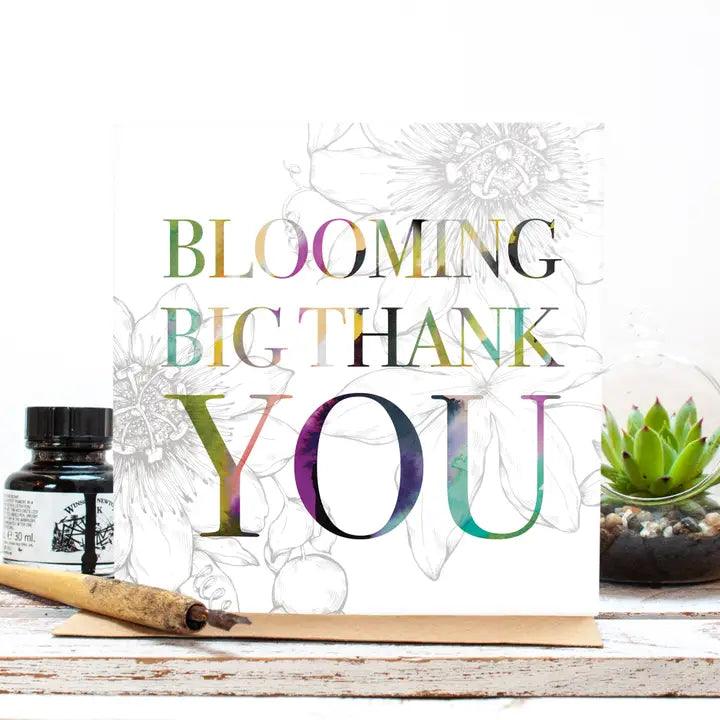 Thank You - Blooming Big Thank You Greetings Card - add to your gift box at Out of the Box Gifts