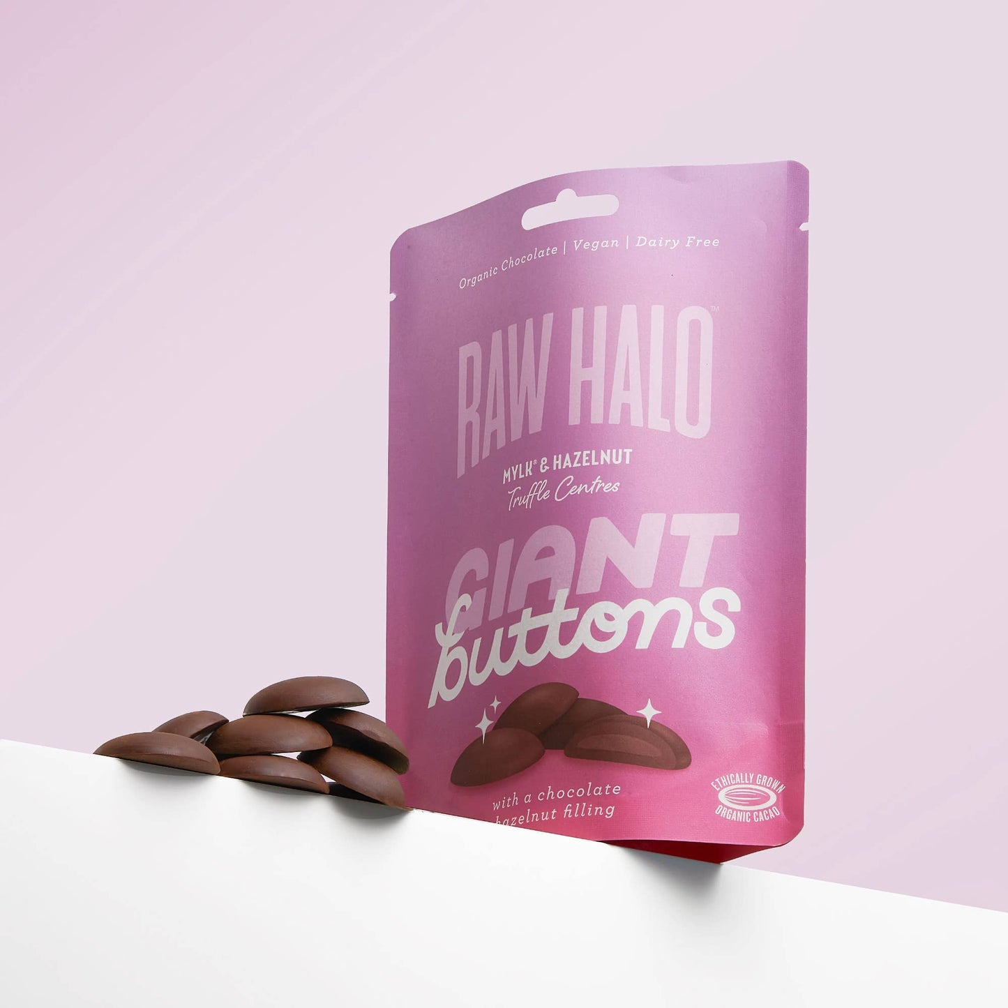 Mylk & Hazelnut Truffle Giant Choc Buttons - add to your gift box at Out of the Box Gifts