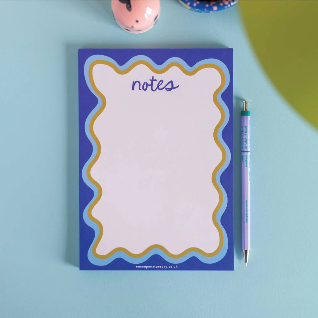 Good Tuesday Blue Wavy A5 Notepad - add to your gift box at Out of the Box Gifts