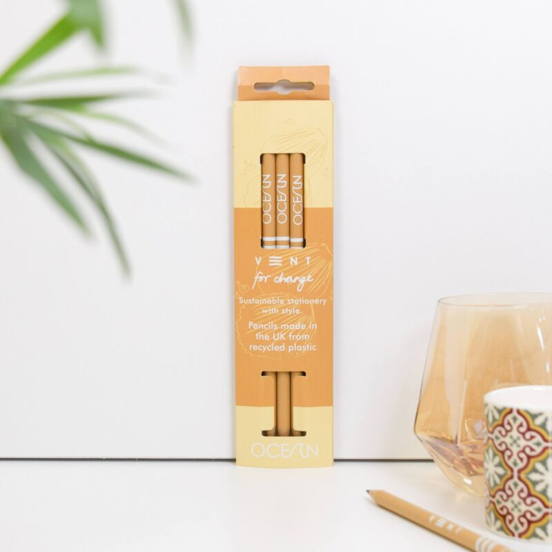 Recycled Pencils – Sand Yellow, Ocean Range - add to your gift box at Out of the Box Gifts