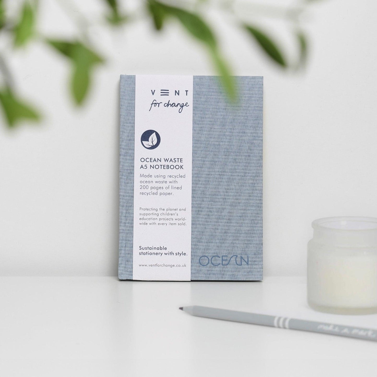 Notebook A5 Recycled Ocean Plastic Waste in Ocean Blue - add to your gift box at Out of the Box Gifts