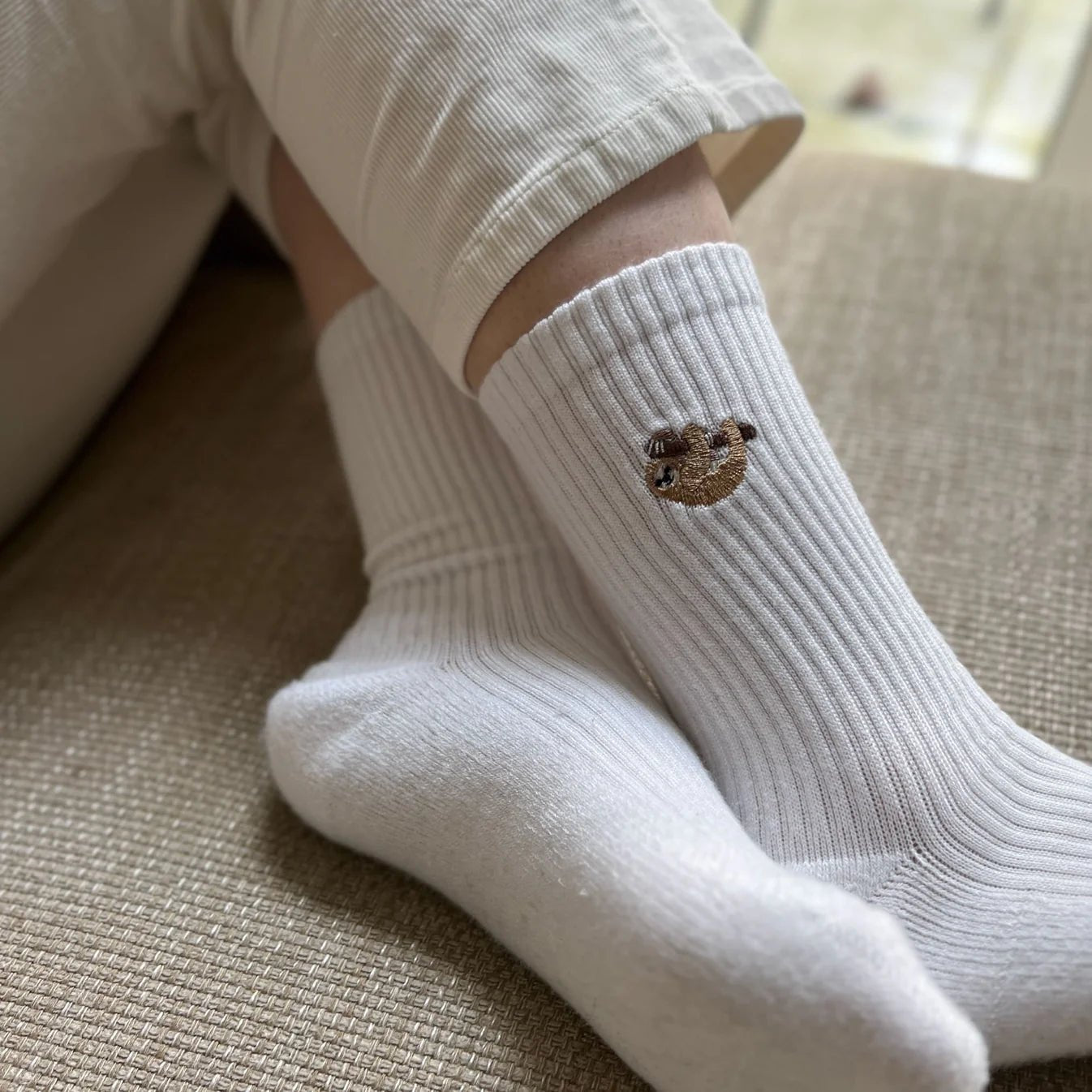 Bare Kind Save the Sloths Ribbed Bamboo Socks - add to your gift box at Out of the Box Gifts