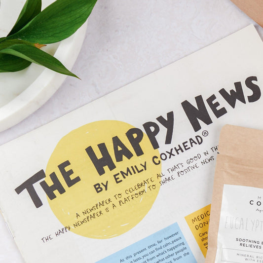 The Happy Newspaper - add to your gift box at Out of the Box Gifts