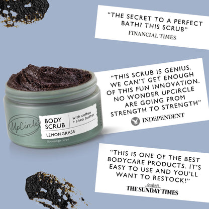 Lemongrass Body Scrub with Coffee + Shea Butter - add to your gift box at Out of the Box Gifts