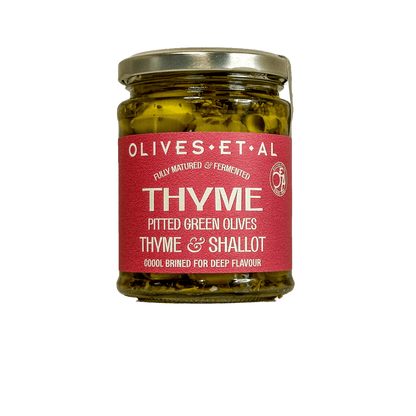 Thyme, Shallot & Lemon Pitted Green Olives - add to your gift box at Out of the Box Gifts