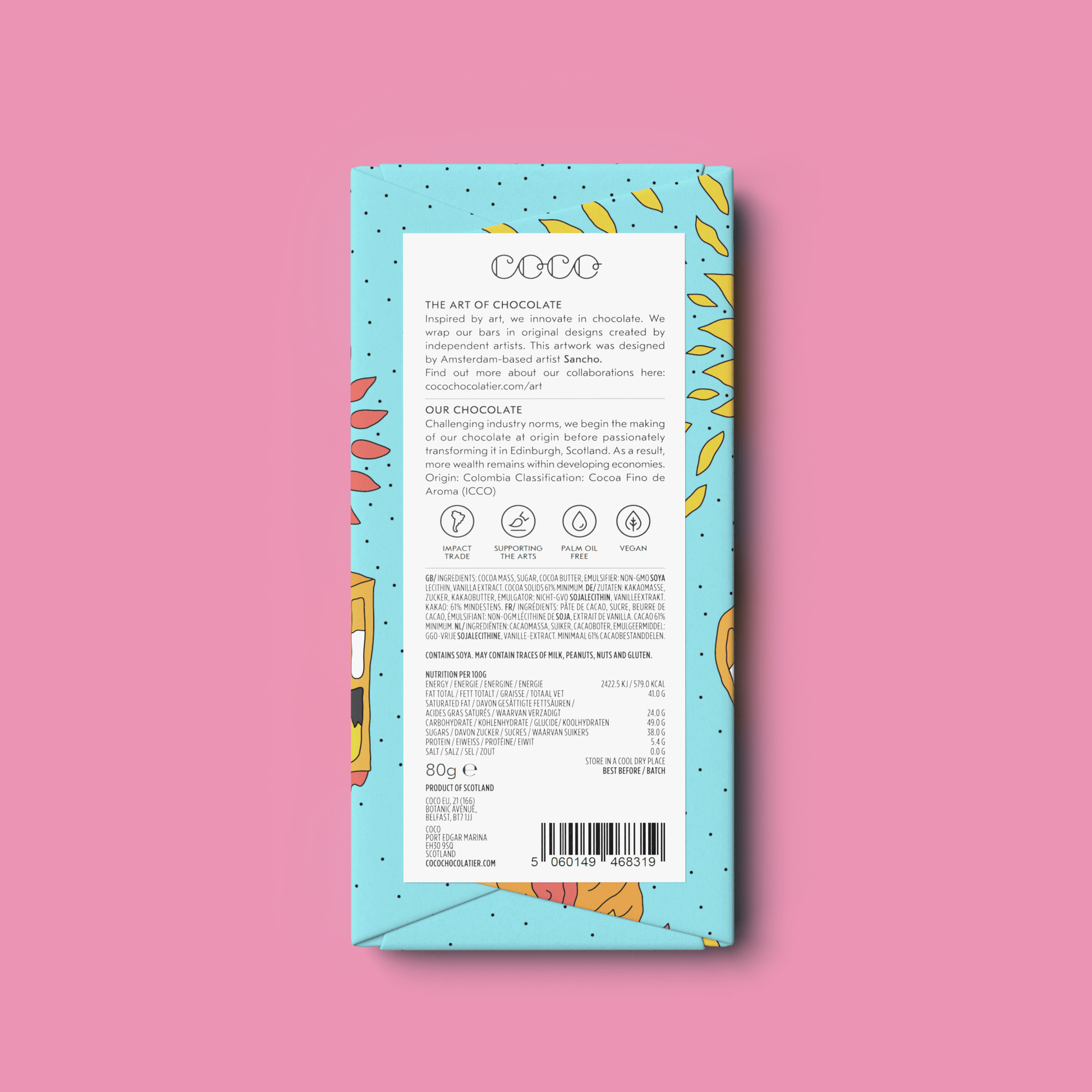 Colombian Dark Chocolate Bar 61% - add to your gift box at Out of the Box Gifts