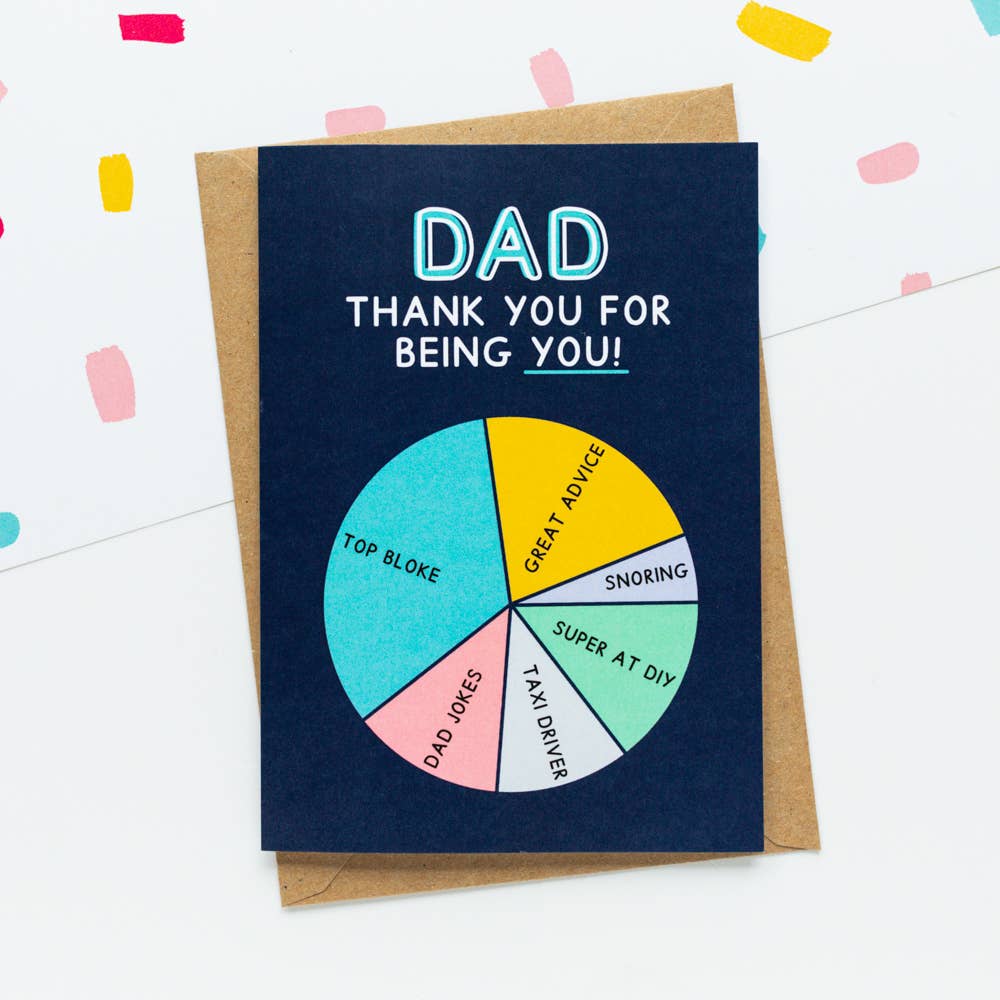 Colourful Thank You Dad Card - Pie Chart Father's Day Card: