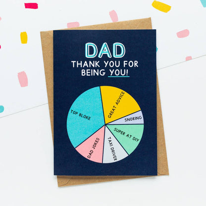 Colourful Thank You Dad Card - Pie Chart Father's Day Card: