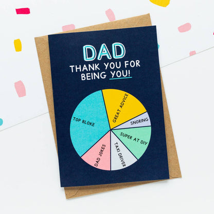 Colourful Thank You Dad Card - Pie Chart Father's Day Card: