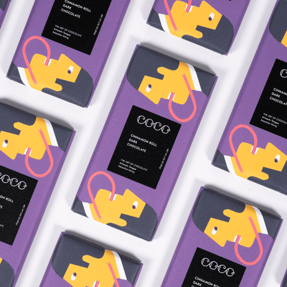 Coco Chocolatier Cinnamon Roll Dark Chocolate Bar - add to your gift box at Out of the Box Gifts