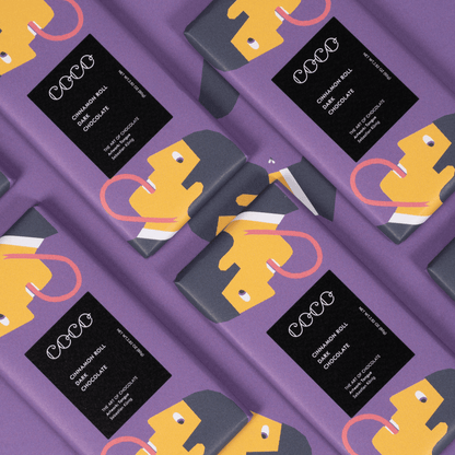 Coco Chocolatier Cinnamon Roll Dark Chocolate Bar - add to your gift box at Out of the Box Gifts