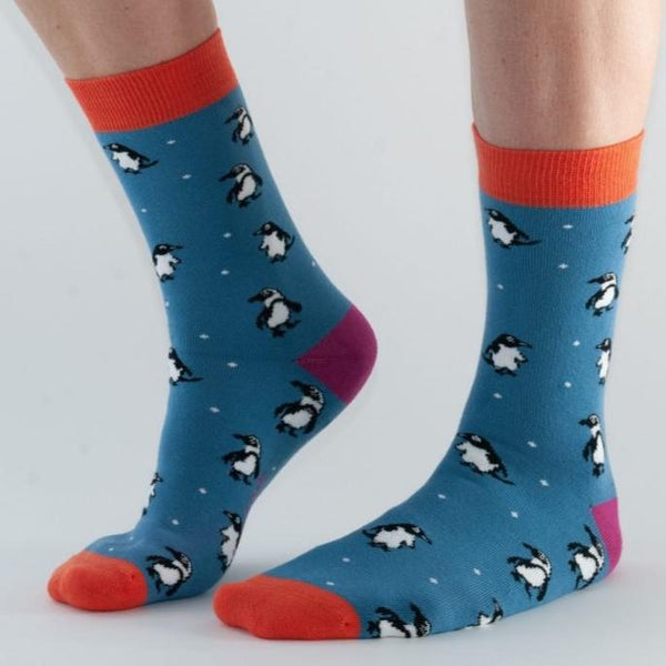Teal Penguin Socks Out of the Box Gifts