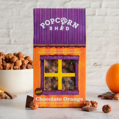 Vegan Chocolate Orange Gourmet Popcorn Snack Box - add to your gift box at Out of the Box Gifts