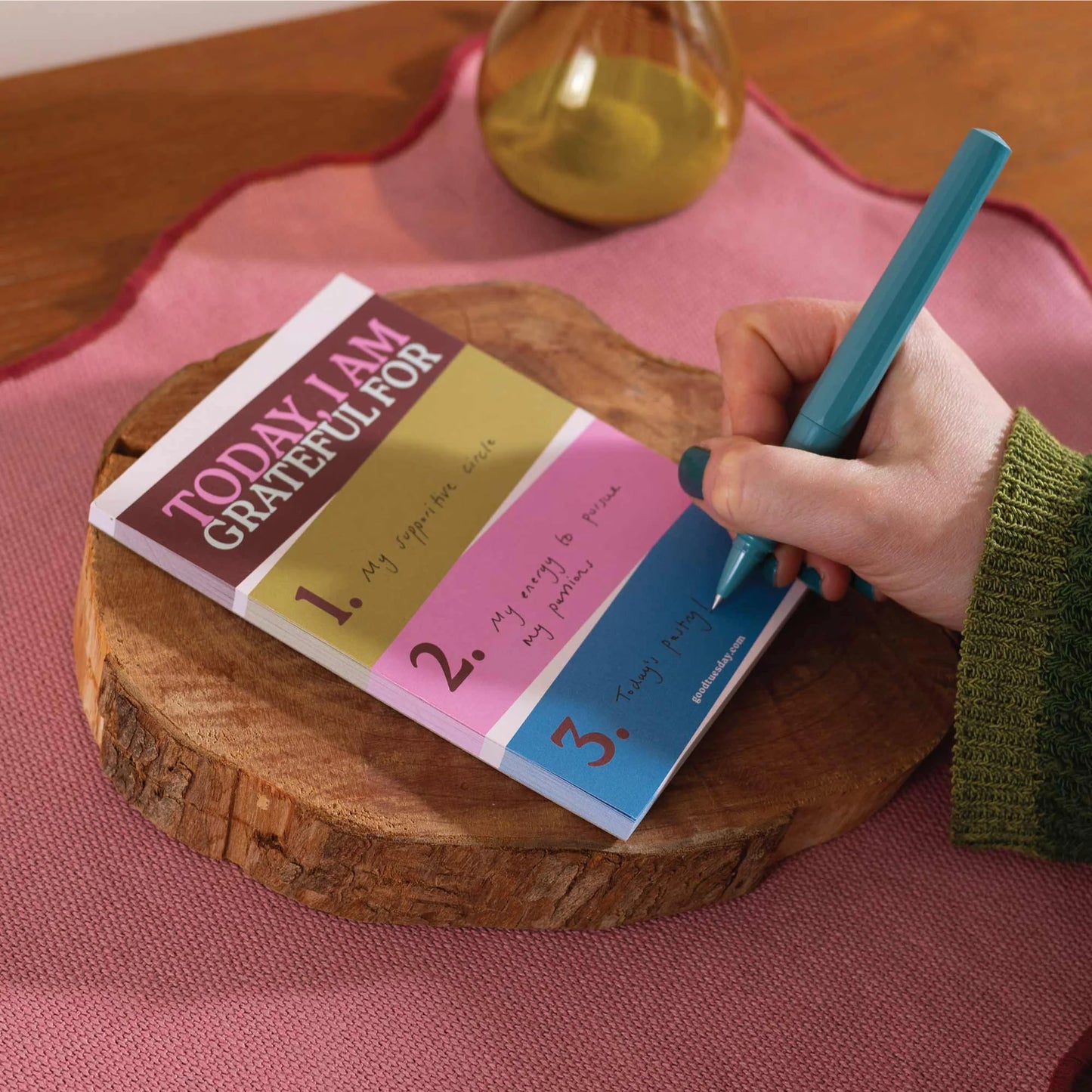 Good Tuesday Daily Gratitude Pad - Work Hard Play Nice - add to your gift box at Out of the Box Gifts