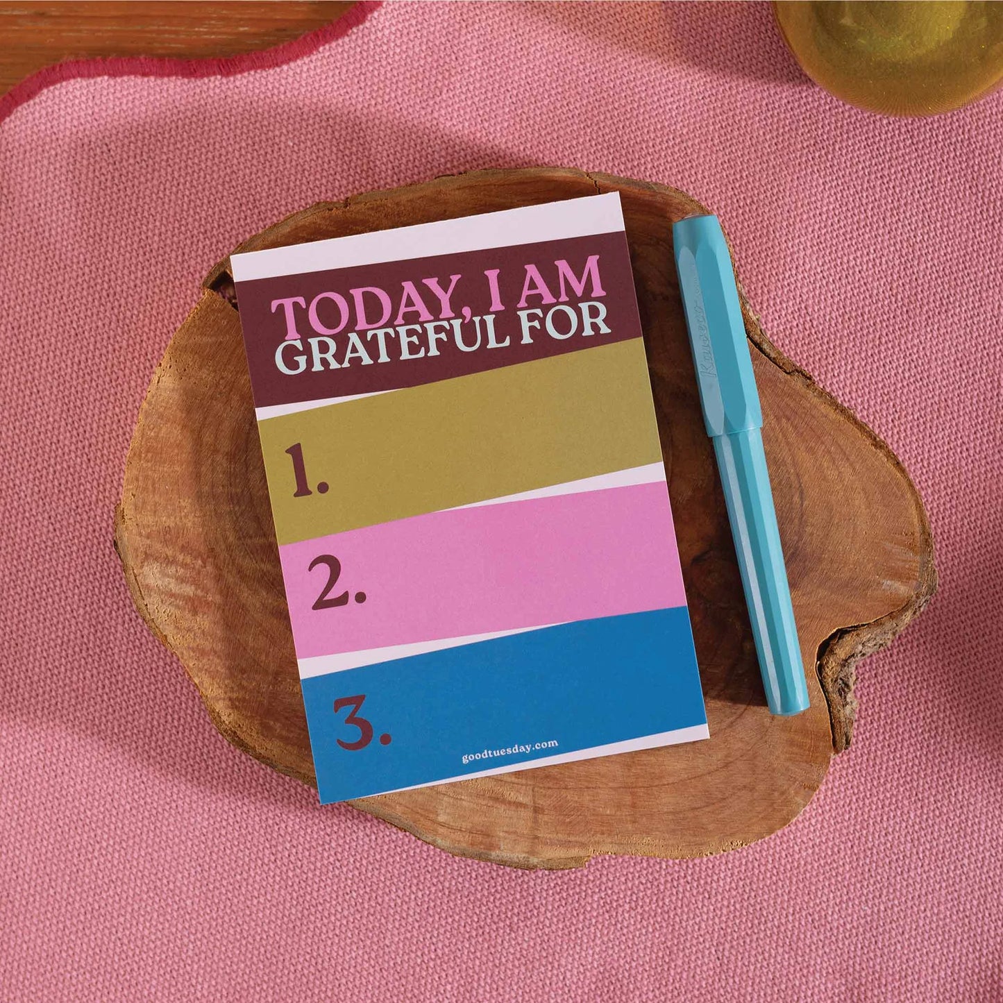 Good Tuesday Daily Gratitude Pad - Work Hard Play Nice - add to your gift box at Out of the Box Gifts