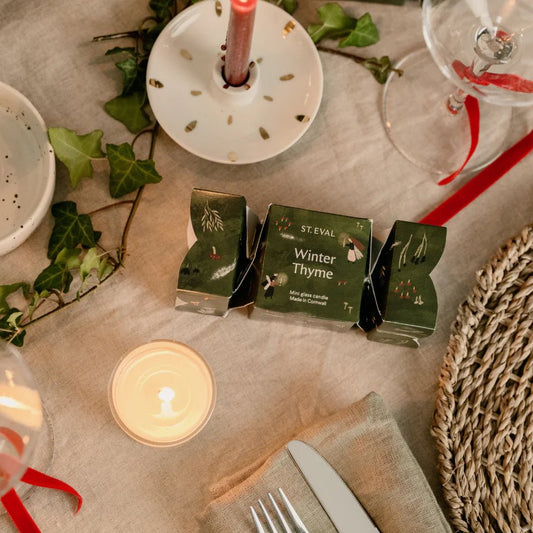 St. Eval Winter Thyme Christmas Candle Cracker - add to your gift box at Out of the Box Gifts