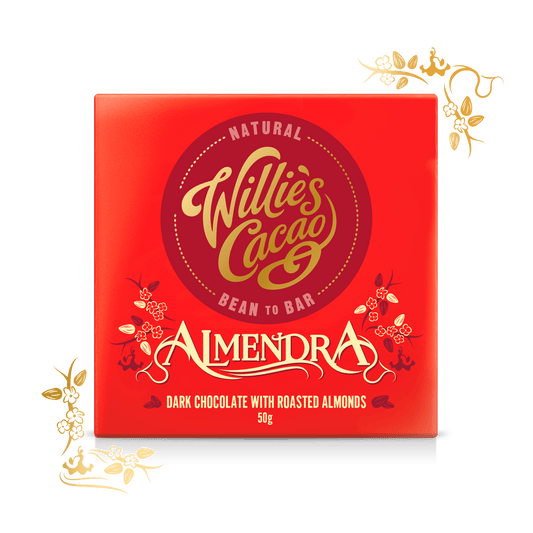 Willie's Cacao Almendra - Dark Chocolate with Almonds - add to your gift box at Out of the Box Gifts