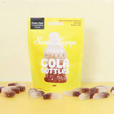 Vegan Fizzy Cola Bottle Sweets  - Plastic Free Cola Bottle Sweets - Fat Free, Vegan Friendly, Compostable Packaging, Natural Flavourings, Gluten Free