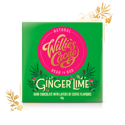 Willie's Cacao Dark Chocolate With Ginger & Lime - add to your gift box at Out of the Box Gifts