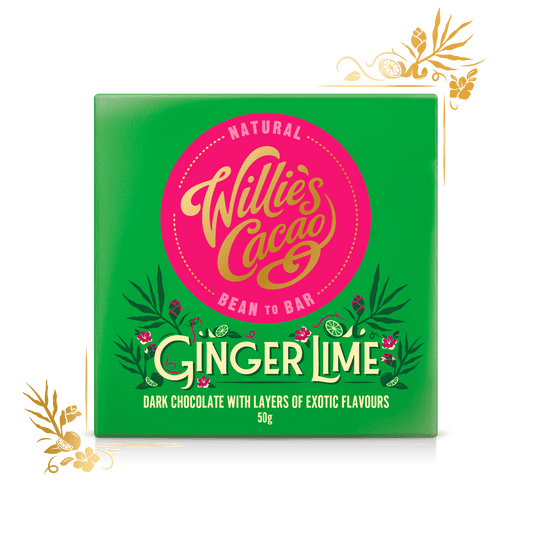 Willie's Cacao Dark Chocolate With Ginger & Lime - add to your gift box at Out of the Box Gifts