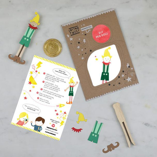 Make your own Elf Peg Doll (Age 3+) Buy at Out of the Box Gifts
