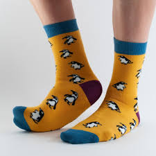 Mustard Penguin Socks