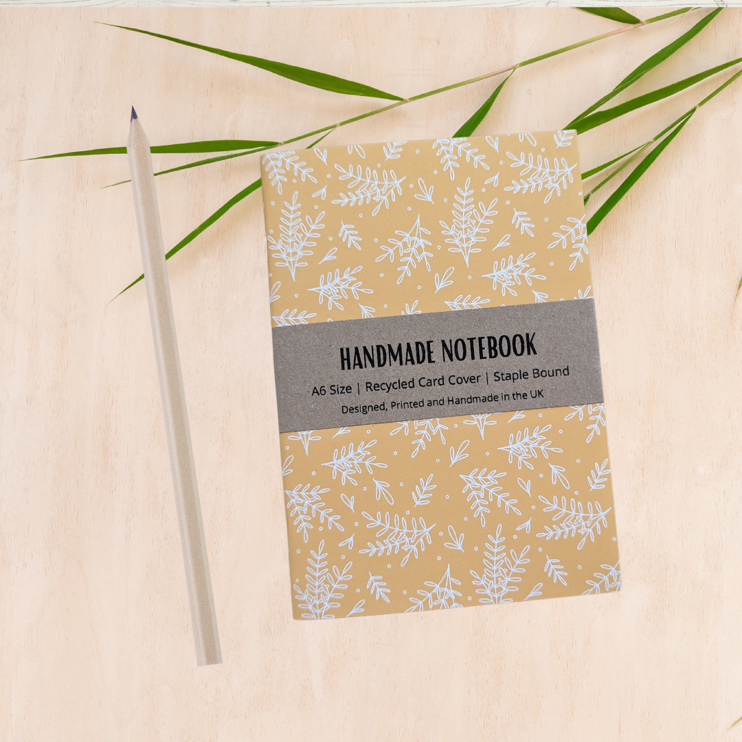 Yellow Leaf Handmade Notebook - Sustainable Stationery Buy at Out of the Box Gifts